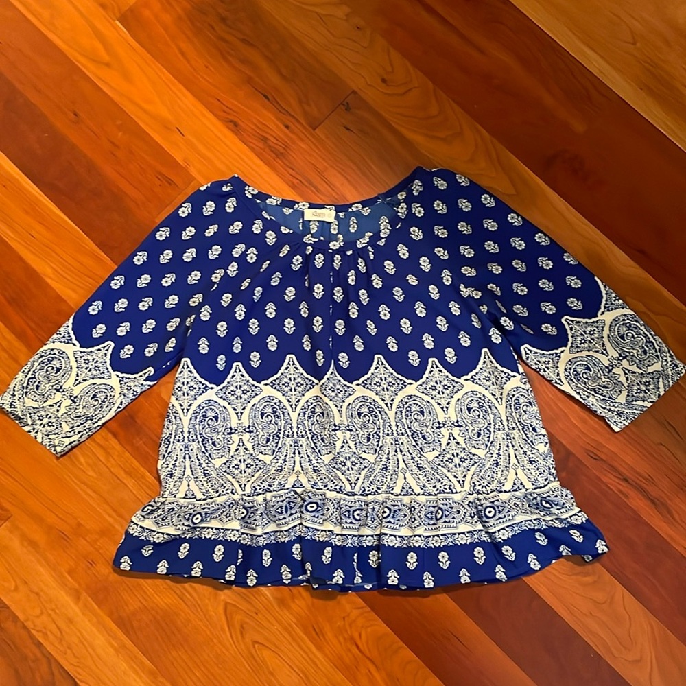 Blue and white blouse